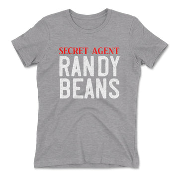 Secret Agent Randy Beans Womens T-Shirt in Heather Grey color